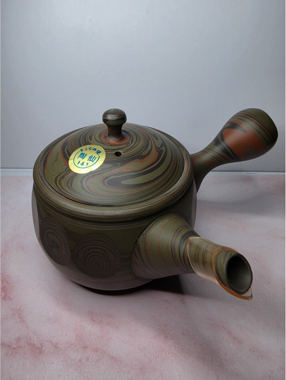 Tokoname Tose Nerikomi Kyusu Teapot Japanese Marbled Clay